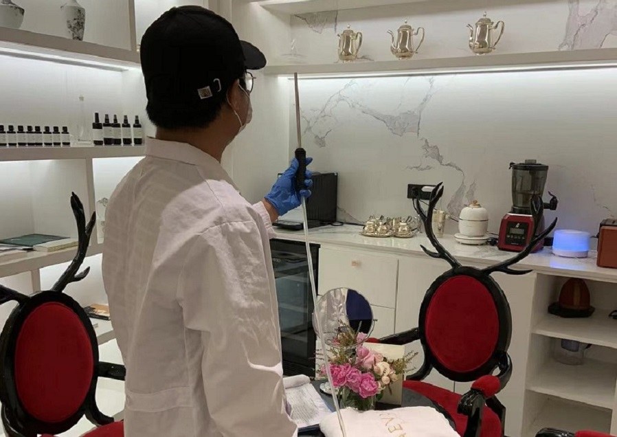 美容院卫生检测现场